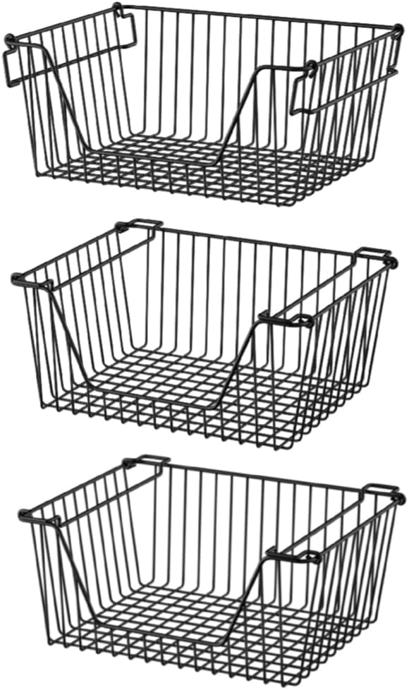 Slideep Wire Storage Baskets, Freezer Baskets Farmhouse Stackable Organizer by WelcometotheSlideep