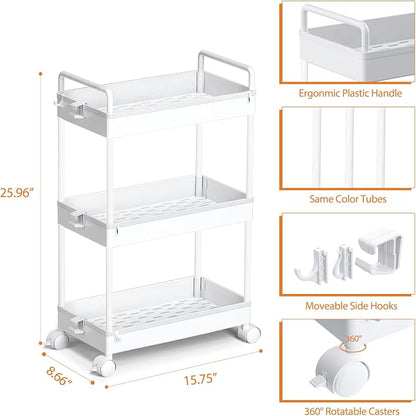 Ronlap 3 Tier Slim Rolling Storage Cart - Image 2