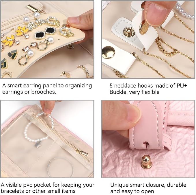 Voova Travel Jewelry Holder Organizer Case, Large Jewelry Storage Bag - Image 3