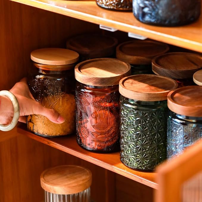 ANSQU Set of 2 Vintage Glass Kitchen Storage Jars, 23.7 FL OZ Gass Jar - Image 5