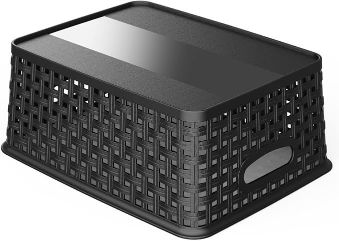 WYT 12-Pack Plastic Small Shelf Storage Weave Baskets - Image 3