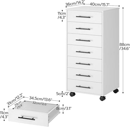HOOBRO 7-Drawer File Cabinet, Wooden Office Cabinet - Image 3