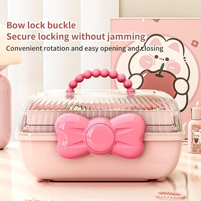 Bow Knot Hair Accessories Organizer Box Cute Dust Proof Childrens Jewelry - Image 5