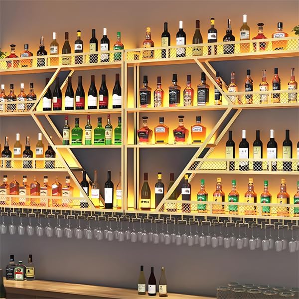 63in Metal Wine Rack Wall Mounted, Modern Wine Storage Rack Wall Mounted - Image 6