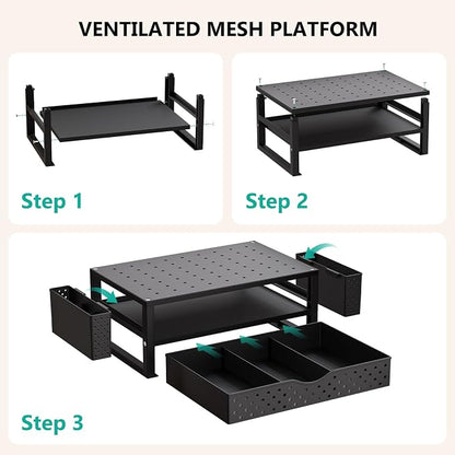 WALI Monitor Stand Riser with Drawer and 2 Pen Holders, Desk Organizers and - Image 9