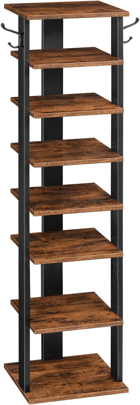 HOOBRO 8 Tiers Vertical Shoe Rack, Wooden Shoe Storage Organizer by HOOBRO