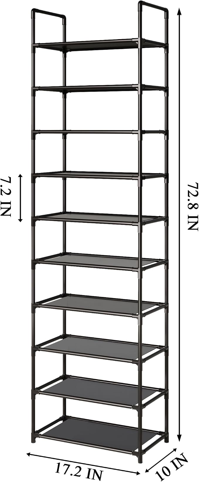 10-Tier Tall Shoe Rack for Closet, Adjustable Sturdy Durable Shoe Shelf - Image 2