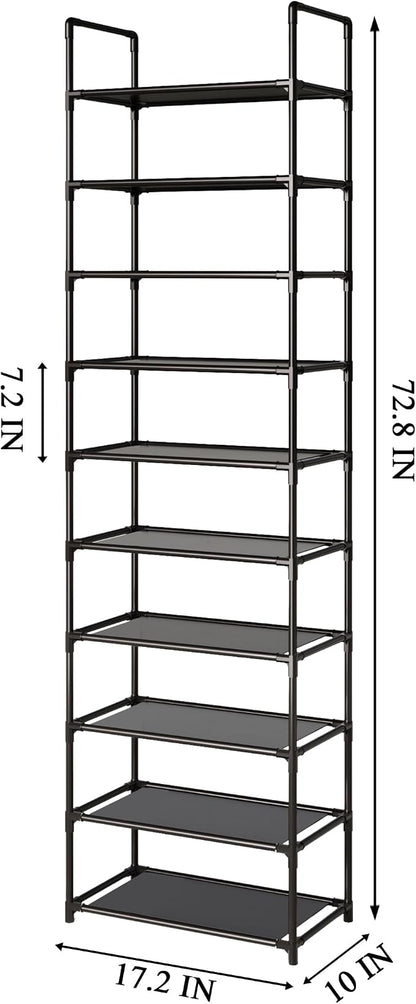 10-Tier Tall Shoe Rack for Closet, Adjustable Sturdy Durable Shoe Shelf - Image 2