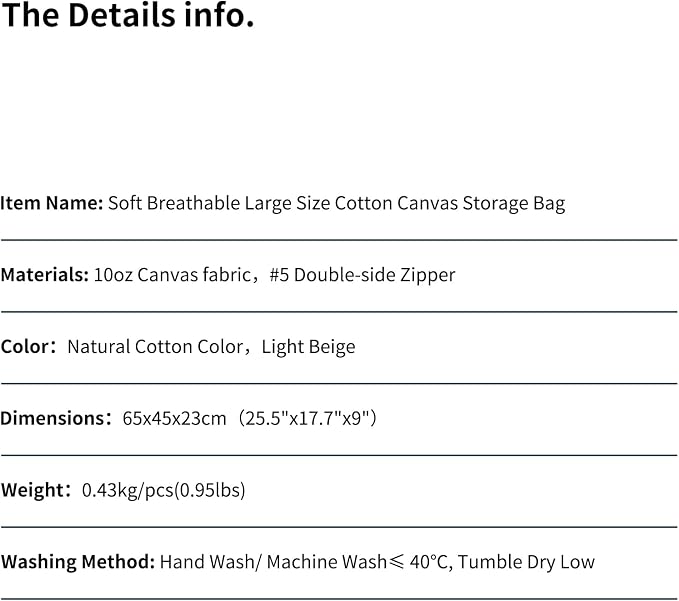 iwill CREATE PRO 2-Pack 65x45x23cm Cotton Canvas Storage Bags - Image 9