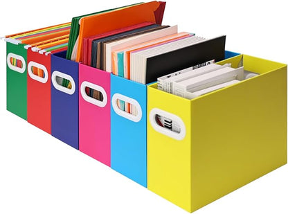 File Box for Hanging File Folders, Collapsible Cardboard Box | Portable Filing by AOSRIC