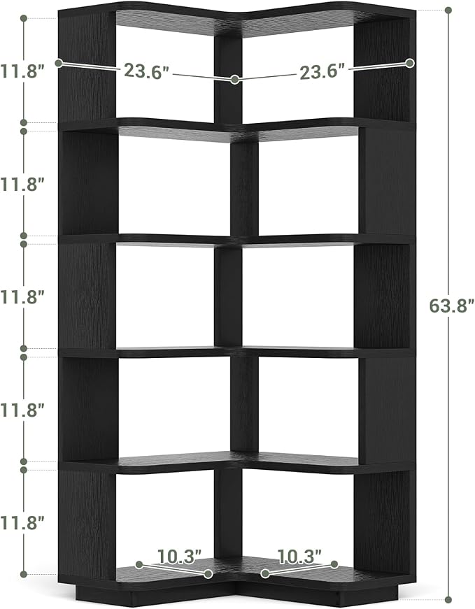 Armocity Corner Book Shelf, 6-Shelf L Shaped Corner Bookshelf - Image 3