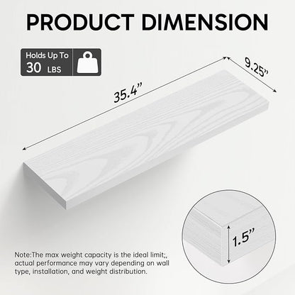 BAYKA Floating Shelves for Wall, 35.4 inches Long Wall Mounted Rustic Wood - Image 3