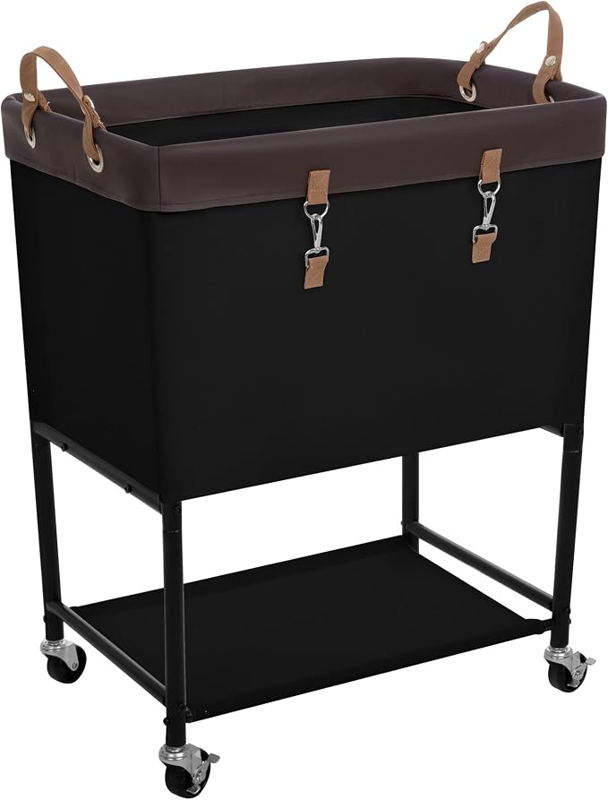 StorageWorks Laundry Cart, 2 Tier Rolling Basket by StorageWorks