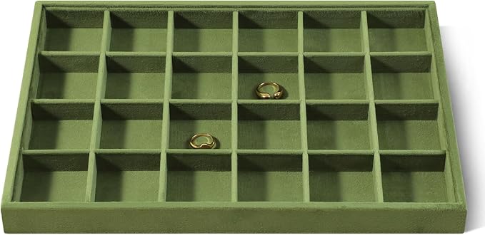 Velvet Stackable Jewelry Display Tray, 24 Grid Earring Ring Storage Tray by Dansmiy