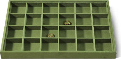 Velvet Stackable Jewelry Display Tray, 24 Grid Earring Ring Storage Tray by Dansmiy