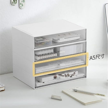 Desk Organizer with Drawers Stackable Storage Drawers, Plastic Compact Desk - Image 5