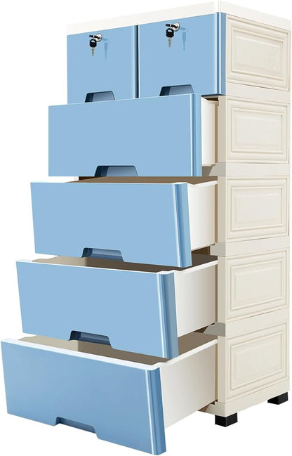 Plastic Storage Drawers with 6 Drawers, Closet Drawers Dresser Organizer Unit by TouSuaRSi