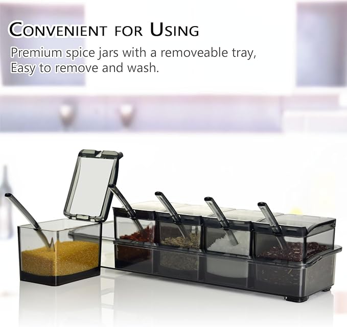 V·RESOURCING Clear Seasoning Box, 5 Pieces Clear Seasoning Storage Container - Image 4