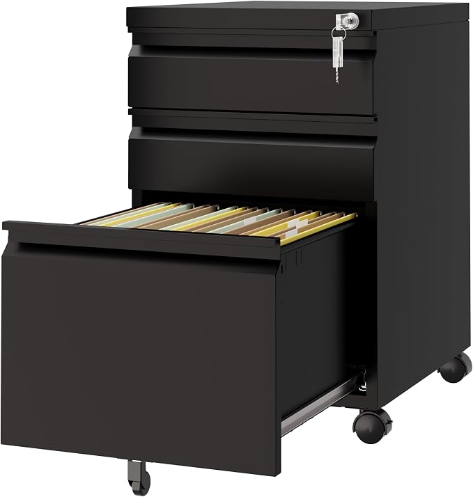 3 Drawer Mobile File Cabinet by LISSIMO