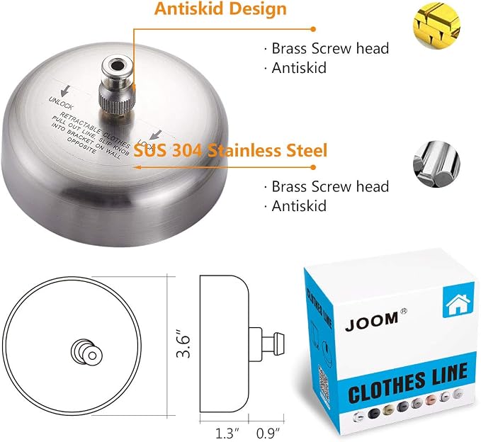 JOOM Retractable Clothesline Stainless Steel Heavy Duty 9Feet - Image 3