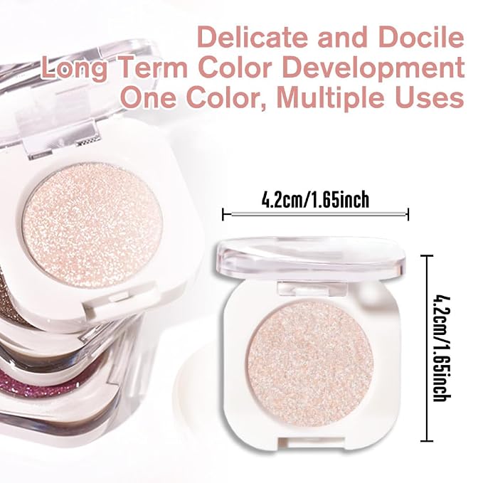 Pear White Shimmer Single Eyeshadow Makeup, Neutral Powde Eye Shadow - Image 5