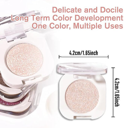 Pear White Shimmer Single Eyeshadow Makeup, Neutral Powde Eye Shadow - Image 5
