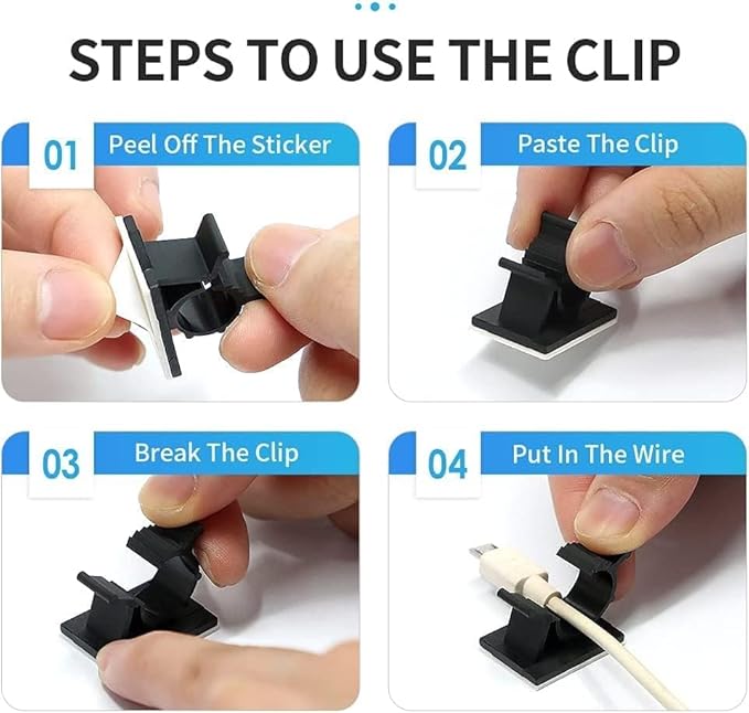 Viaky 30 Pcs Black Clips Self Adhesive Backed Nylon Wire Adjustable Cable Clips - Image 4