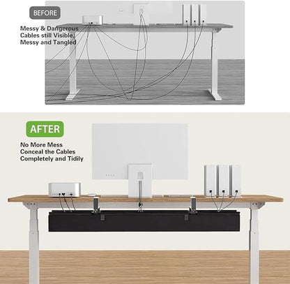 No Drill Under Desk Cable Management Tray, Clamp/Screw Mount Desk Cable - Image 7