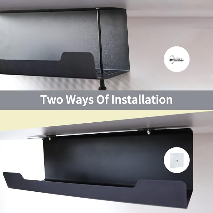 VIDOR Under Desk Cable Management Tray 1-Pack, No Drill Alloy Steel, Wire - Image 7