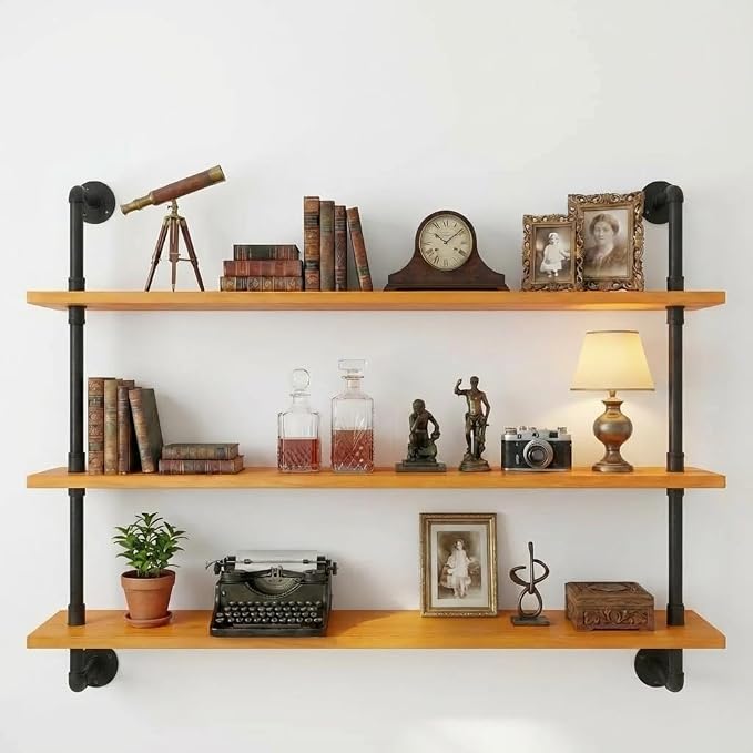 HDDFER Industrial Pipe Wall Shelves by industrialpipeshelving