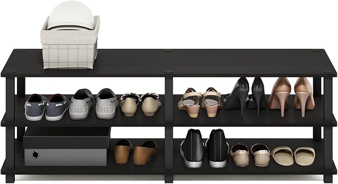 Furinno TURN-S-TUBE Shoe Rack, 3-Tier Wide Shoe Organizer, Open Shelf - Image 4