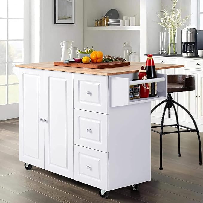 PHI VILLA Kitchen Island on Wheels Portable Kitchen Cart by PHIVILLAThepioneerofcomfortablehouseholdsupplies