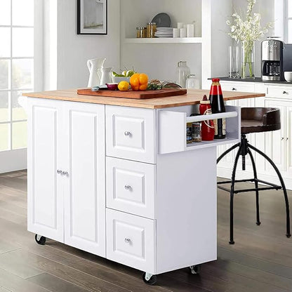 PHI VILLA Kitchen Island on Wheels Portable Kitchen Cart by PHIVILLAThepioneerofcomfortablehouseholdsupplies