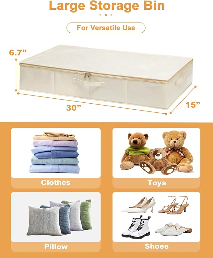 punemi Underbed Storage, 2 Pack Clothing Storage Bags W/Upgraded Handles - Image 5