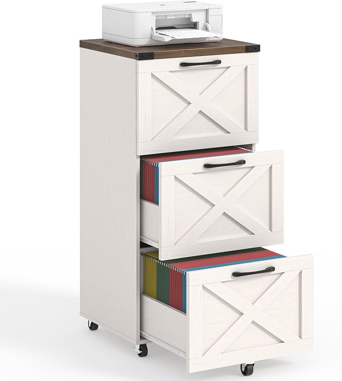 Halitaa 3 Drawers Tall Farmhouse File Cabinet by Halitaa
