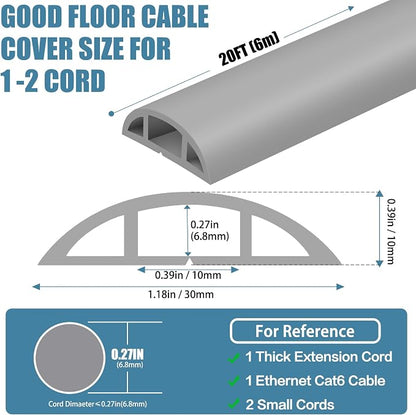 Floor Cord Covers for Wires 20FT Cable Hider Wire Cover Self Adhesive Cord - Image 2