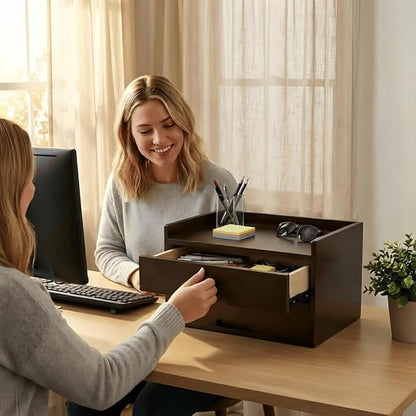 Solid Wood Desk Organizer with Drawers, Wooden Desktop Drawers | Fully - Image 2