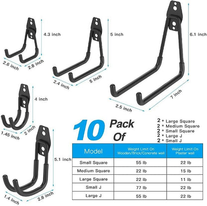 Garage Hooks, 12 Pack Wall Storage Hook Includes 2 Extension Cord Holder - Image 2
