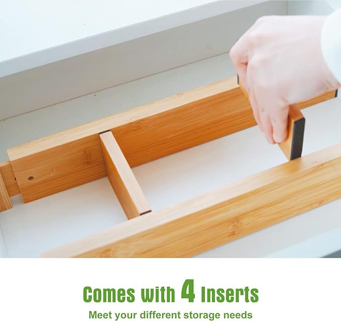 ANTOWIN Bamboo Drawer Dividers Organizers, Drawer Separators Splitter, 17-22 - Image 6