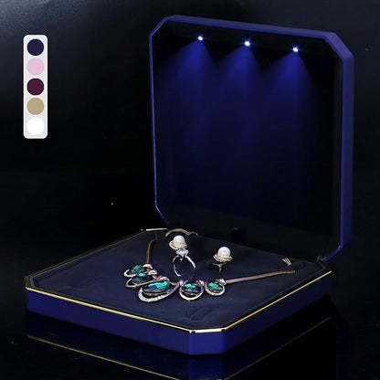 HSLFUAI Necklace Box with Led Light, Jewelry Box by Homestorageforyouandi