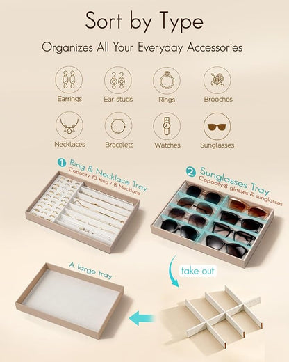 VLANDO Stackable Jewelry Tray, Drawer Organizer - Image 8
