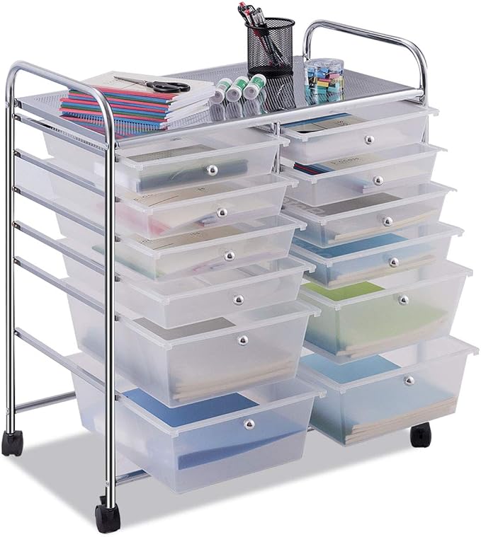 Giantex 12 Drawer Rolling Storage Cart Tools Scrapbook Paper Office School - Image 7