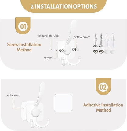 VIS'V 3 Prong Coat Hooks Wall Mount, Metal Self Adhesive Entryway Wall Hooks - Image 3