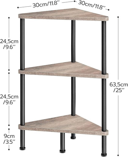 HOOBRO Corner Shelf Stand, Industrial 3-Tier Wall Corner Bookshelf - Image 3