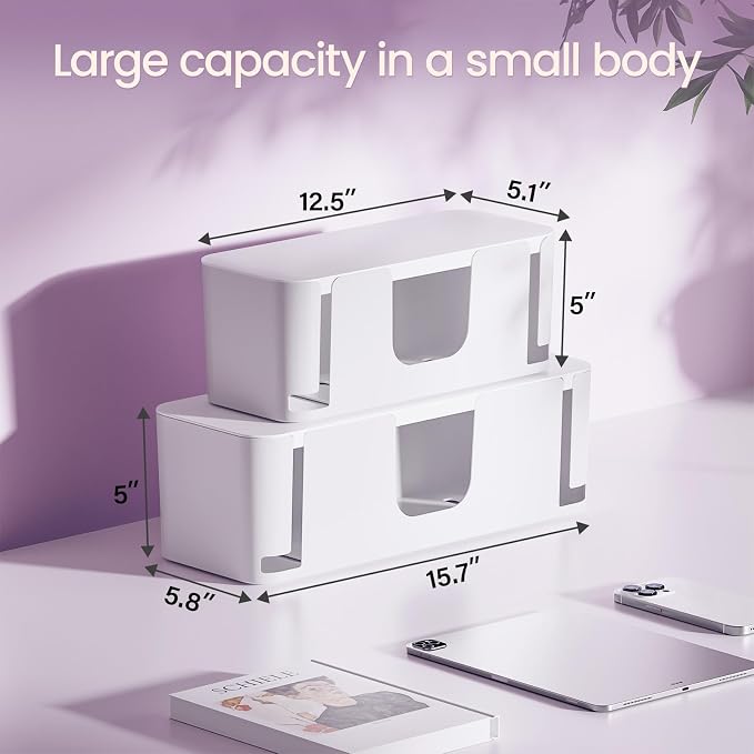 Delamu 2 Pack Cable Management Box, Stylish Cable Box - Image 2