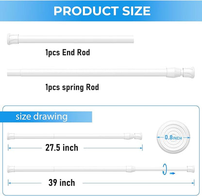 2 Pack Spring Tension Curtain Rod 28 to 39 inch, Adjustable Curtain Rods No - Image 5
