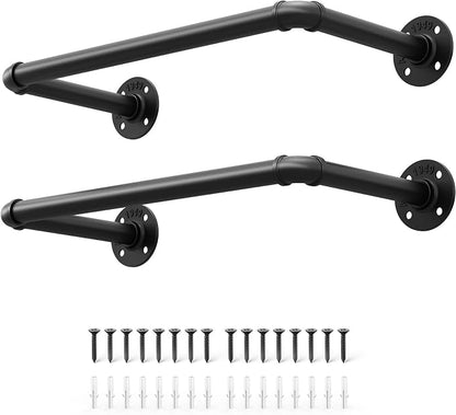 OROPY Industrial Pipe Clothes Rack, Heavy Duty Wall Mounted Iron Garment Bar | - Image 9