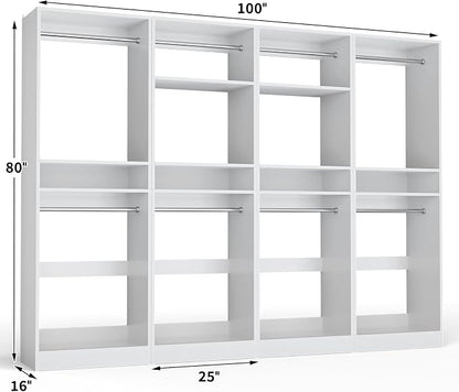 Unikito 100” Closet System, 8.3FT Wood Closet Storage Organizer - Image 7