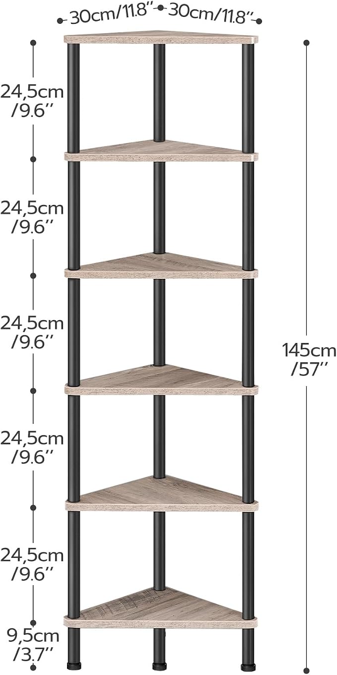 HOOBRO Corner Shelf Stand, Industrial 6-Tier Corner Bookshelf - Image 3