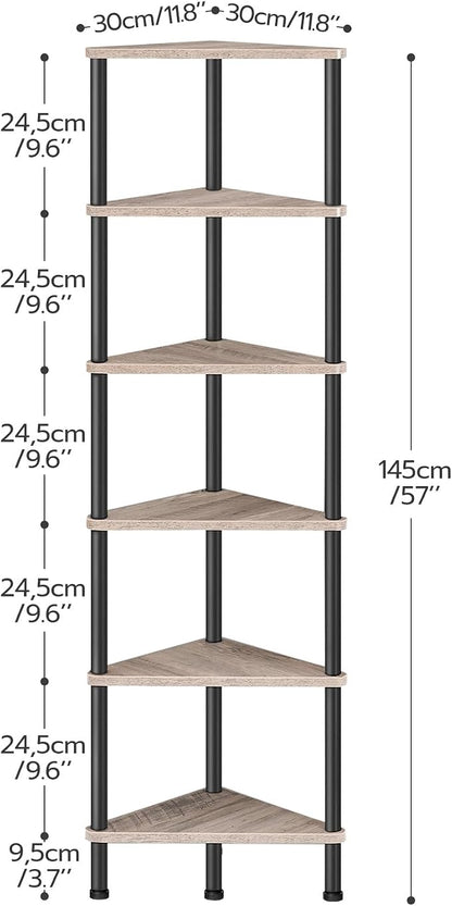 HOOBRO Corner Shelf Stand, Industrial 6-Tier Corner Bookshelf - Image 3
